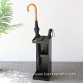 Umbrella stand in hotel bank lobby